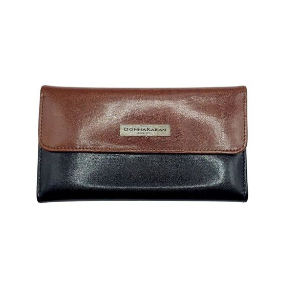 Donna Karan Handbags - Donna Karan Wallet Clutch Leather Purse Black Brown Genuine Crafted Women's